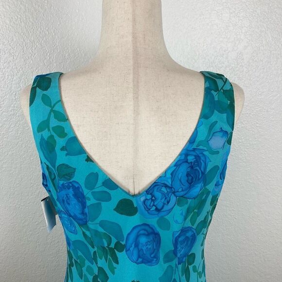 Y2K Vintage Rabbit Granny floral asymmetrical V-neck chiffon dress women’s 16* - Picture 6 of 11